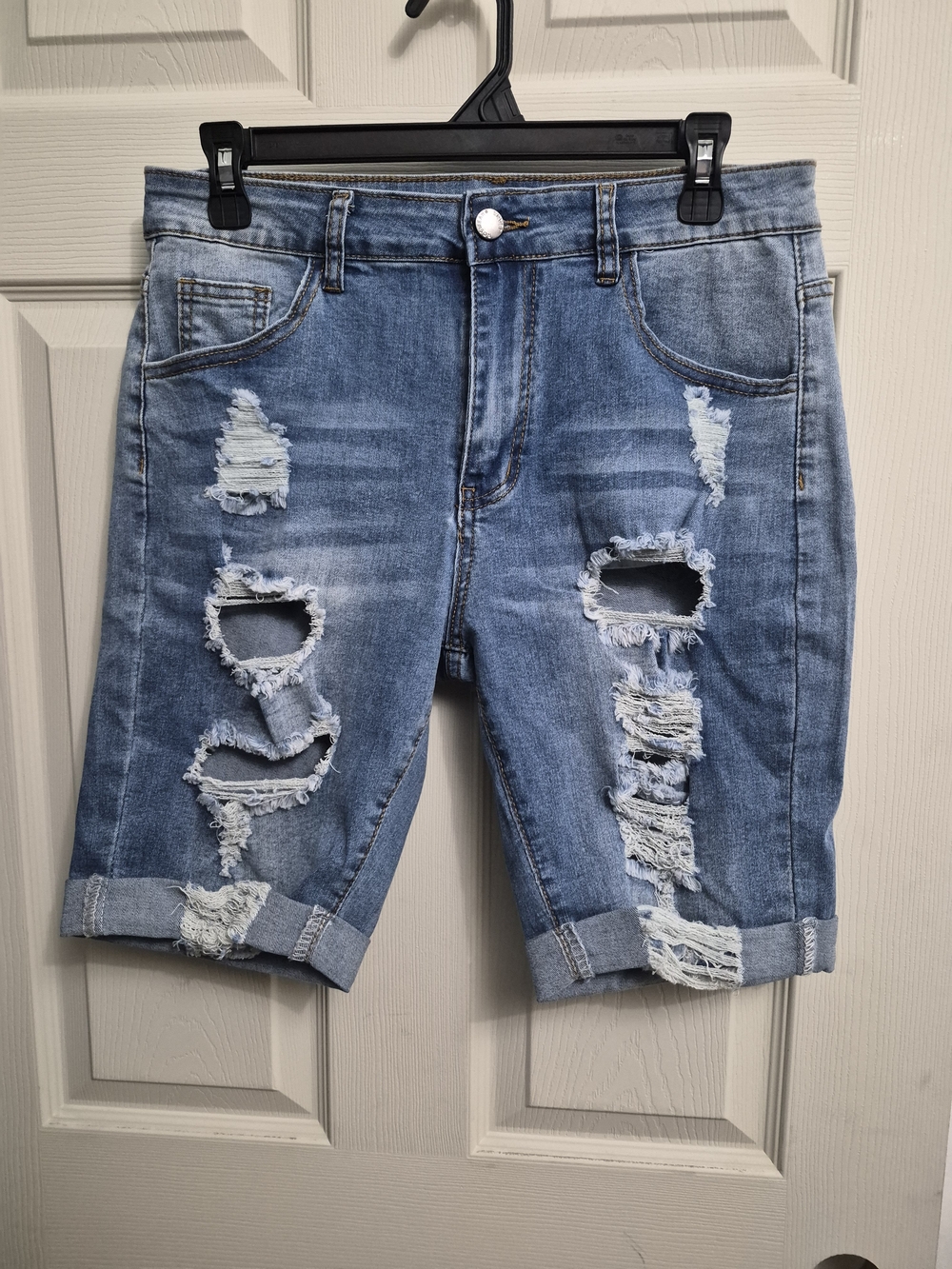 Amazon Women's Distressed Denim Jean Shorts - Light Blue